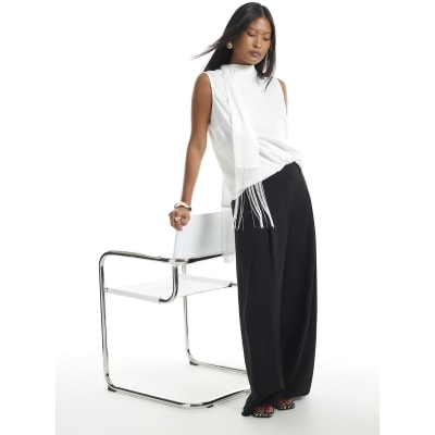 Petite Crepe Wide Leg Trousers