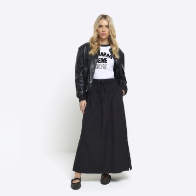 Long black 2024 elasticated skirt