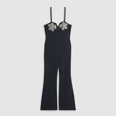Petite Black Embellished Bandeau Jumpsuit