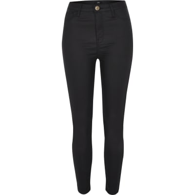 black harper coated high rise skinny jeans