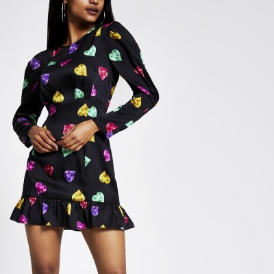 river island heart print dress