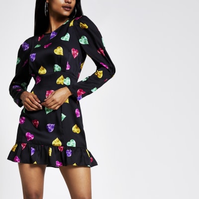 black heart print dress