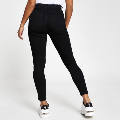 Petite black high rise skinny denim jeans