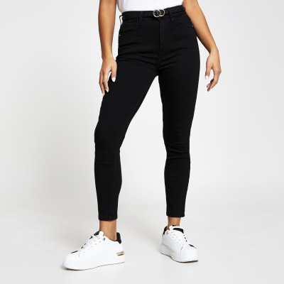 Petite black high rise skinny denim jeans