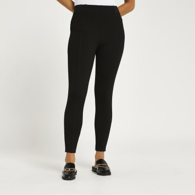 Petite black high waisted Ponte leggings | River Island