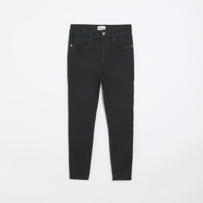 Petite Black High Waisted Skinny Jeans River Island