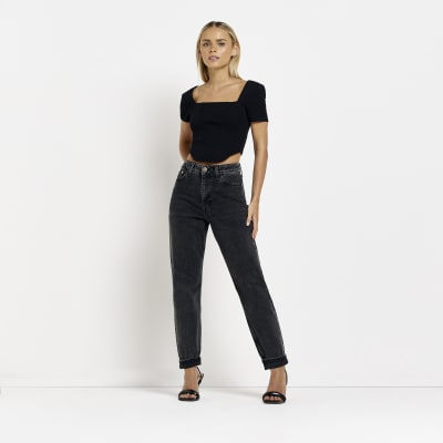 Petite black shop straight leg jeans