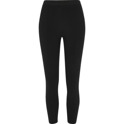 Petite black jersey panelled leggings