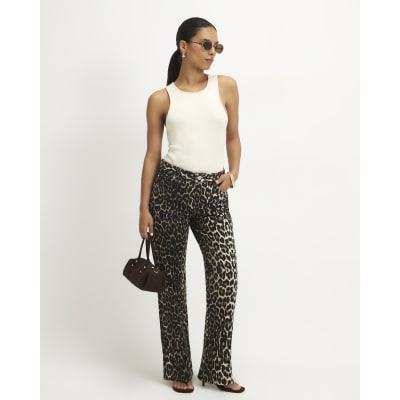 Petite Leopard Slim Straight Leg Jeans