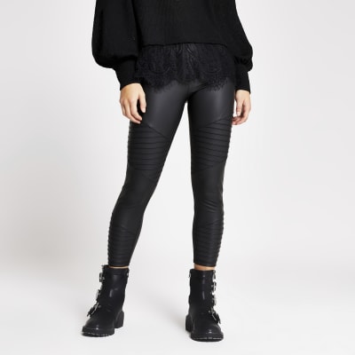 River Island Petite split hem legging in black