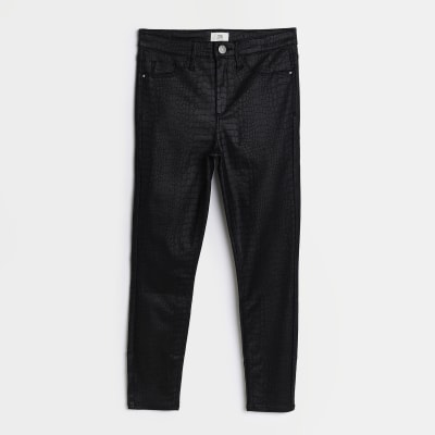 Petite black Molly coated skinny jeans River Island
