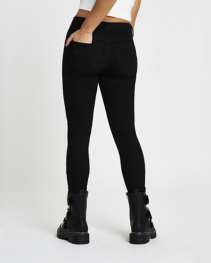 Petite black Molly mid rise skinny jeans