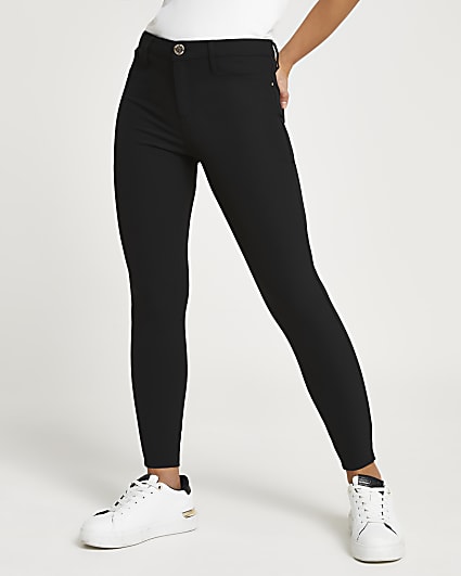 Petite black Molly mid rise trousers