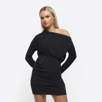 Petite black bodycon on sale dress