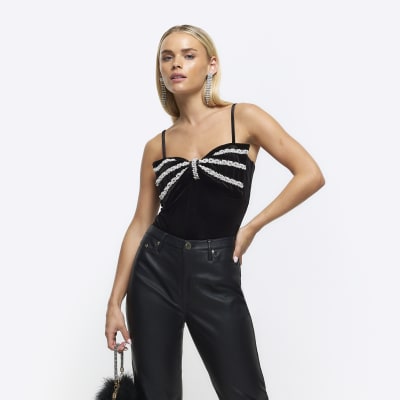 JEWEL BOW BODYSUIT - Black