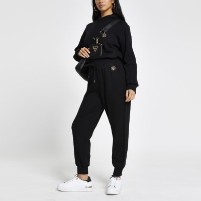 Petite black pink seam detail joggers