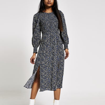 long sleeve petite midi dress