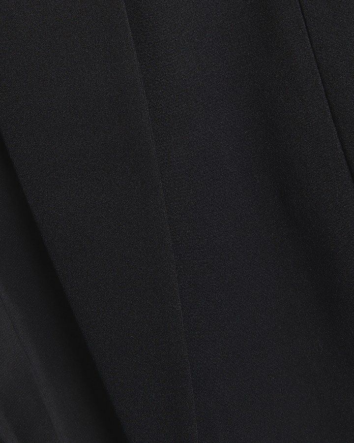 Petite black ruched sleeve blazer
