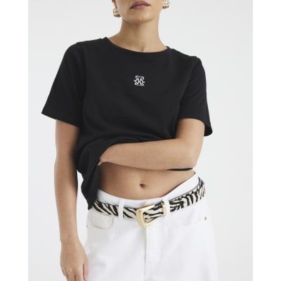 Petite Black Short Sleeve Logo T-shirt