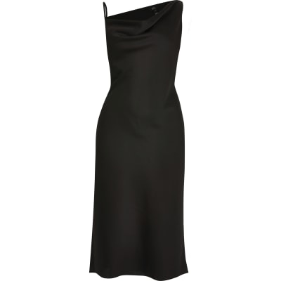 river island bodycon dress with tie neck in white