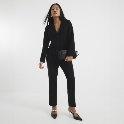 Petite Black Slim Ankle Grazer Trousers
