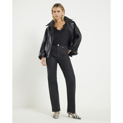 Petite Black Straight Leg Stretch Jeans