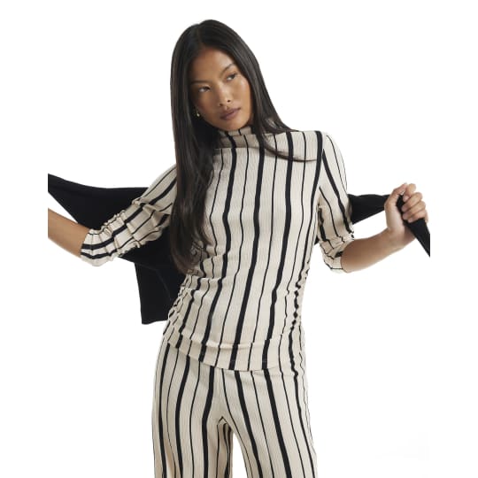 River Island Petite Black Stripe Top