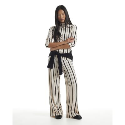 Petite Stripe Wide Leg Trousers