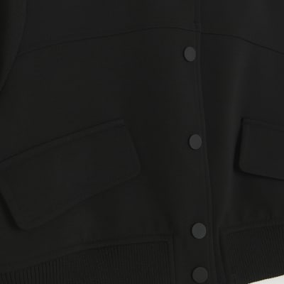 Petite black tailored crop bomber jacket | River Island