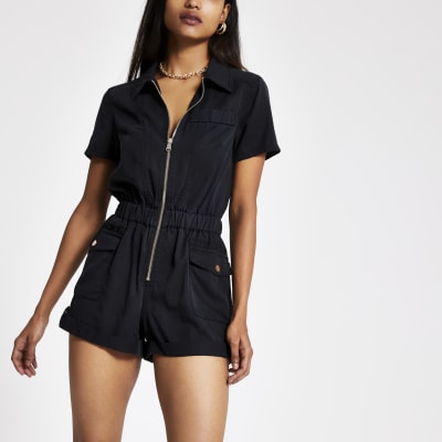 black utility playsuit