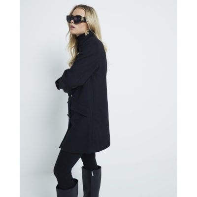 Petite black military coat best sale