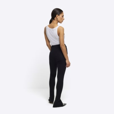 Petite black zip hem leggings