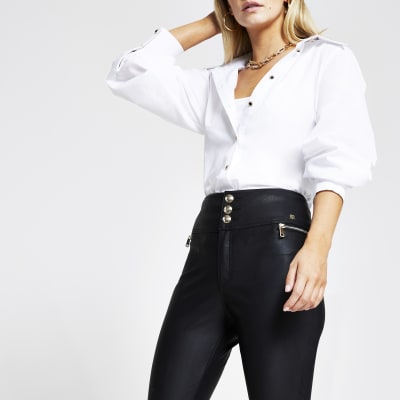 petite black skinny trousers