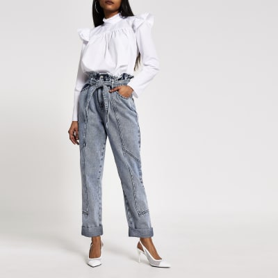 mom jeans acid wash