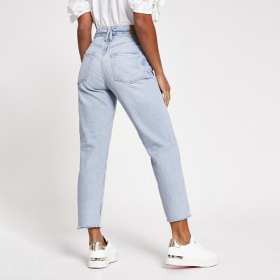 Petite blue Blair high rise straight jeans