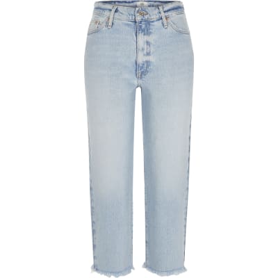 Petite blue Blair high rise straight jeans