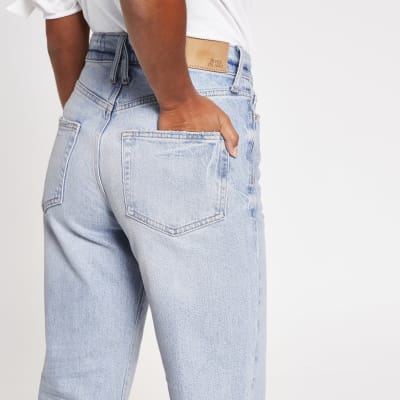 Petite blue Blair high rise straight jeans
