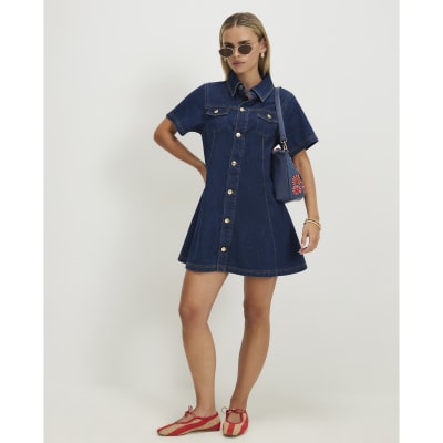 denim button up shirt dress Down Chelsie is 510 and wearing a size small Product Measurements*Measurements are taken from side seam to side seamwhile laying flat Denim Button Down Long Sleeve