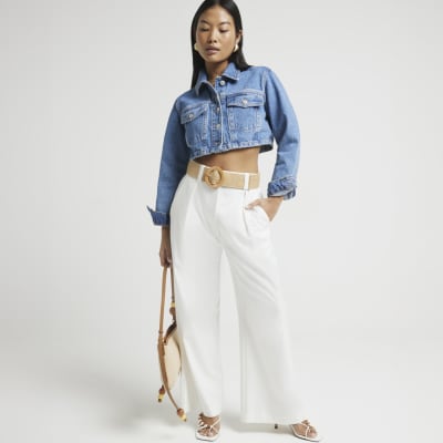 River island cropped denim jacket online