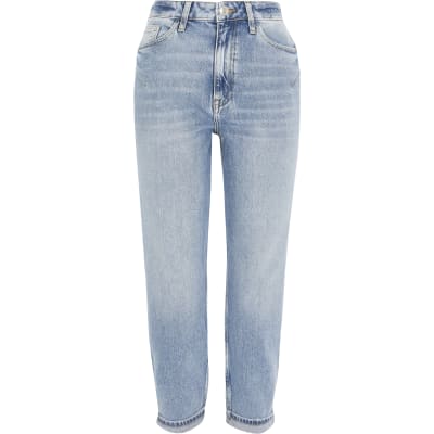 Petite blue Carrie comfort shape mom jeans