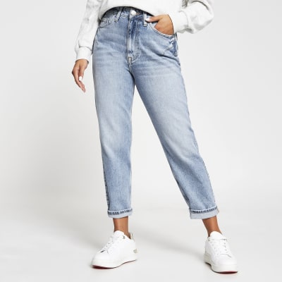 Petite blue Carrie comfort shape mom jeans