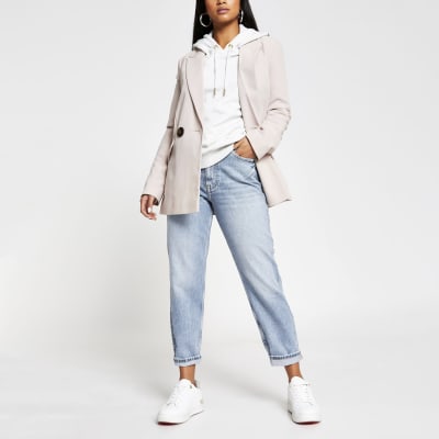 Petite blue Carrie comfort shape mom jeans