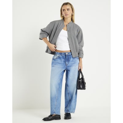 Petite Blue Denim Elasticated Barrel Jeans