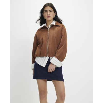 Petite Blue Denim Jersey Mini Skirt