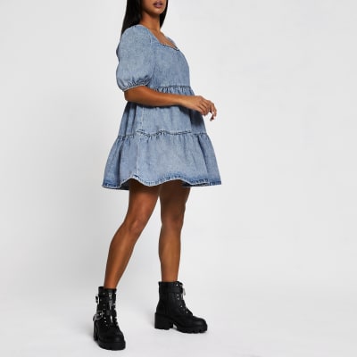 petite denim dress