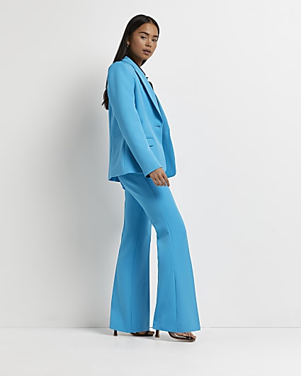 Petite blue flared trousers