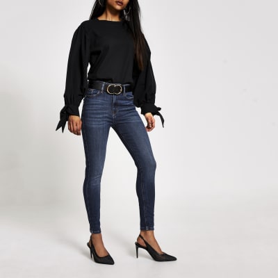 petite blue skinny jeans
