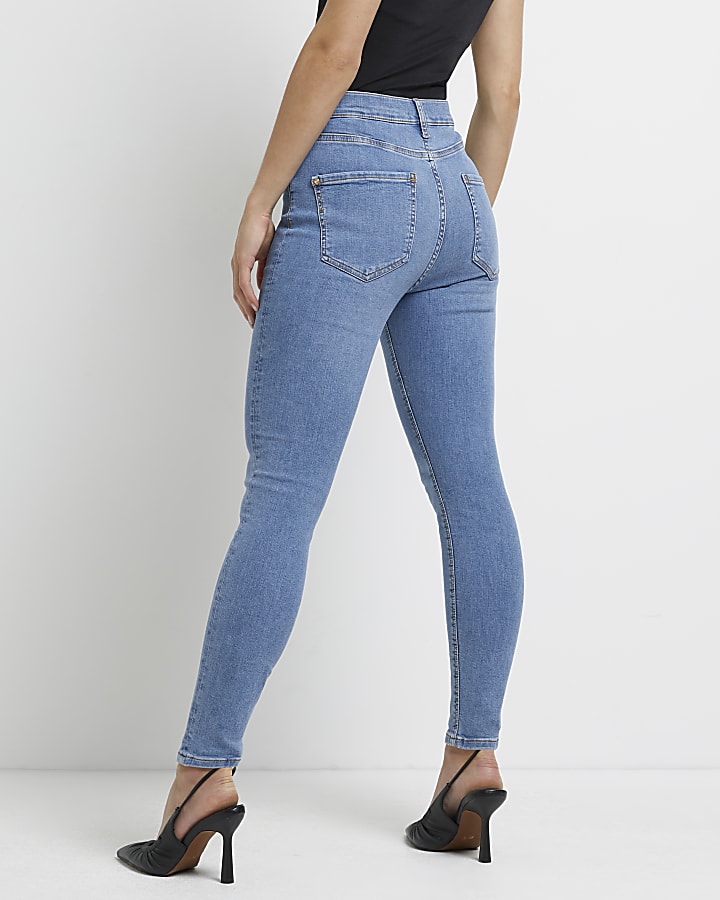 Petite blue high waisted jeggings