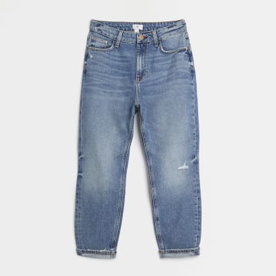 blue high waisted mom jeans