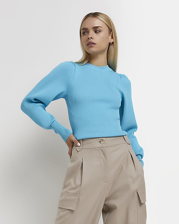 Petite blue knitted jumper